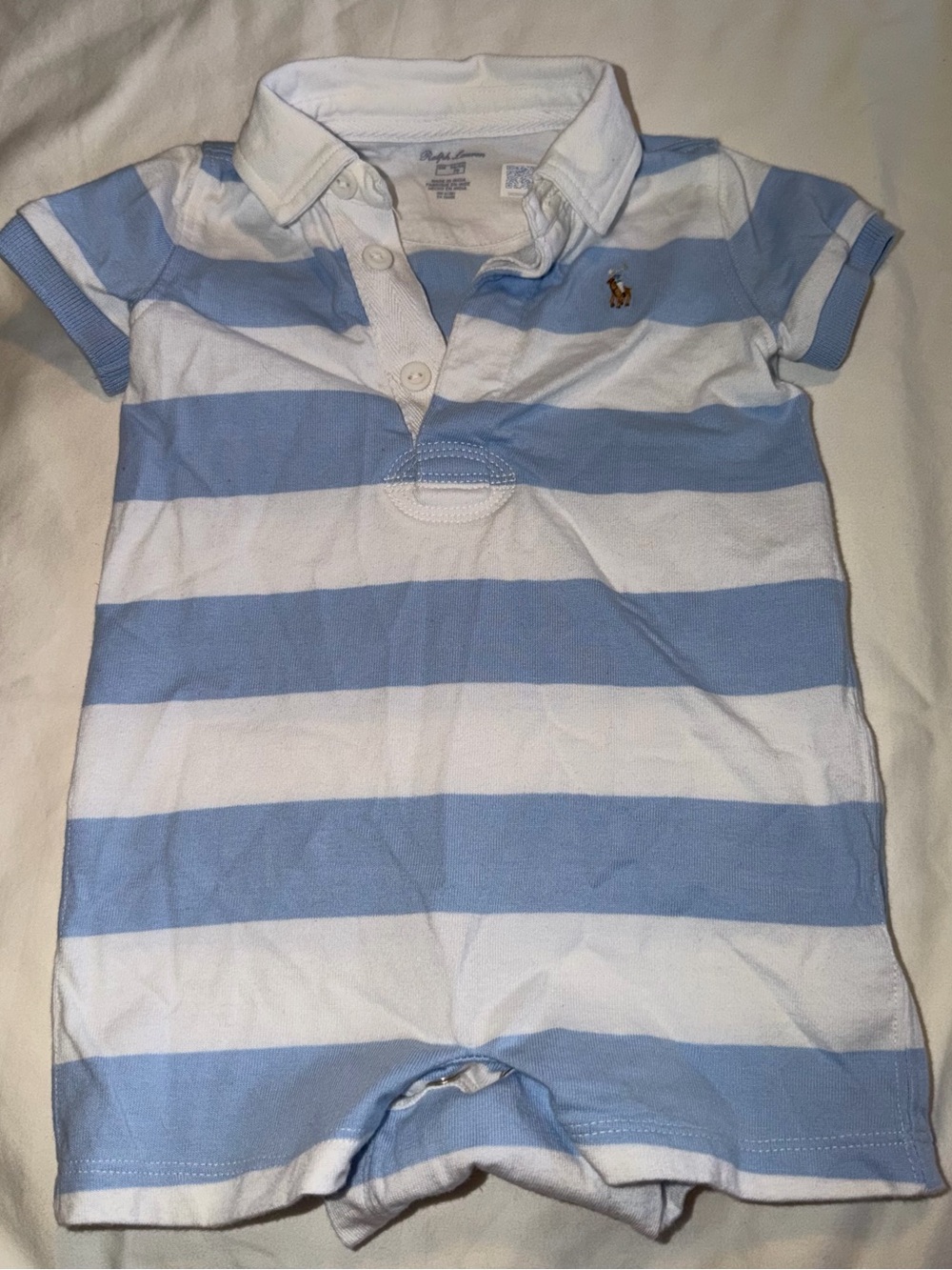 Ralph Lauren Blue & White Striped Polo One-Piece